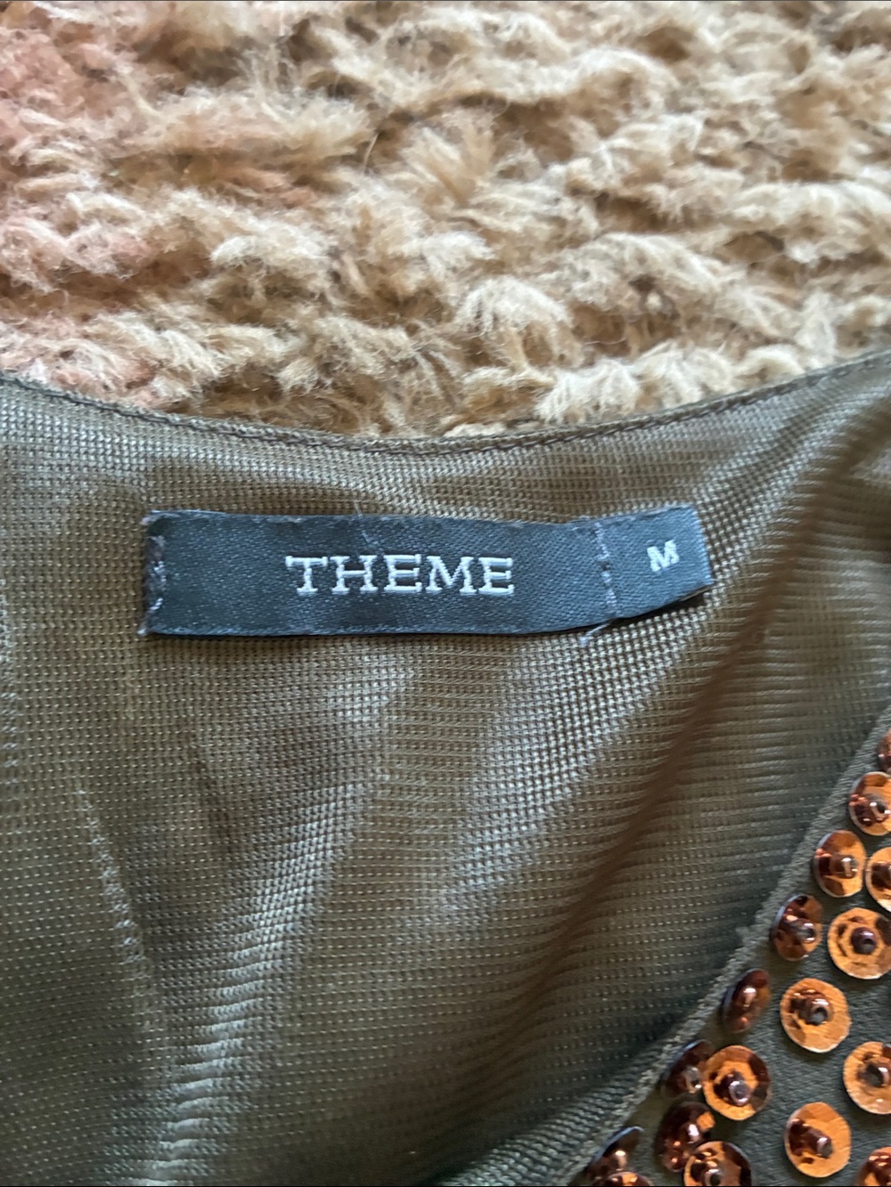 Theme Olive Green Sequin-Embellished Camisole - Picture 2 of 2